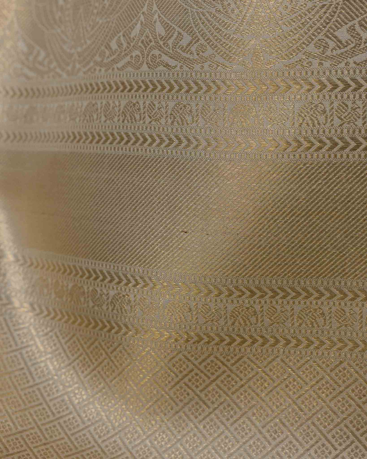 Classic Half-White & Green 1gm Kanjivaram with Maggam Blouse