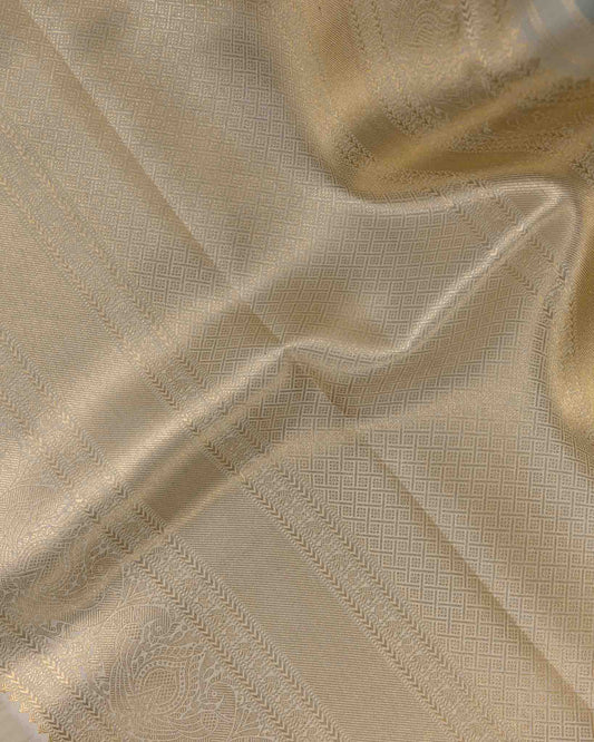 Classic Half-White & Green 1gm Kanjivaram with Maggam Blouse