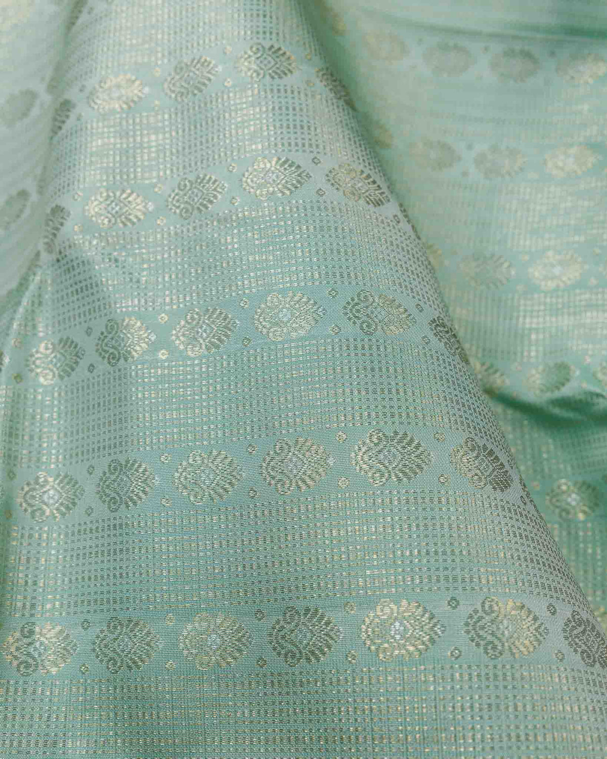 Mint Green & Red Real Zari Pure Kanjivaram