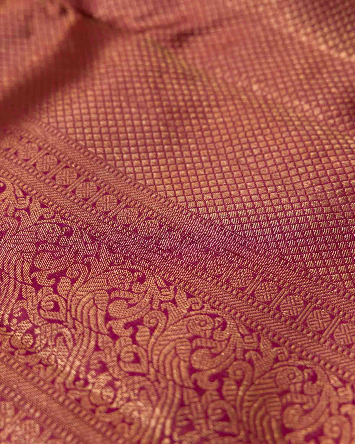 Yellow & Wine Gandaberunda Motif Pure zari Kanjivaram