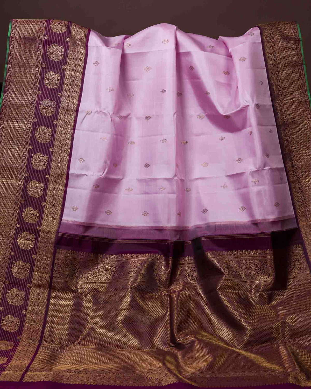 Soft Pink & Wine Pure Zari 2gm Kanjivaram