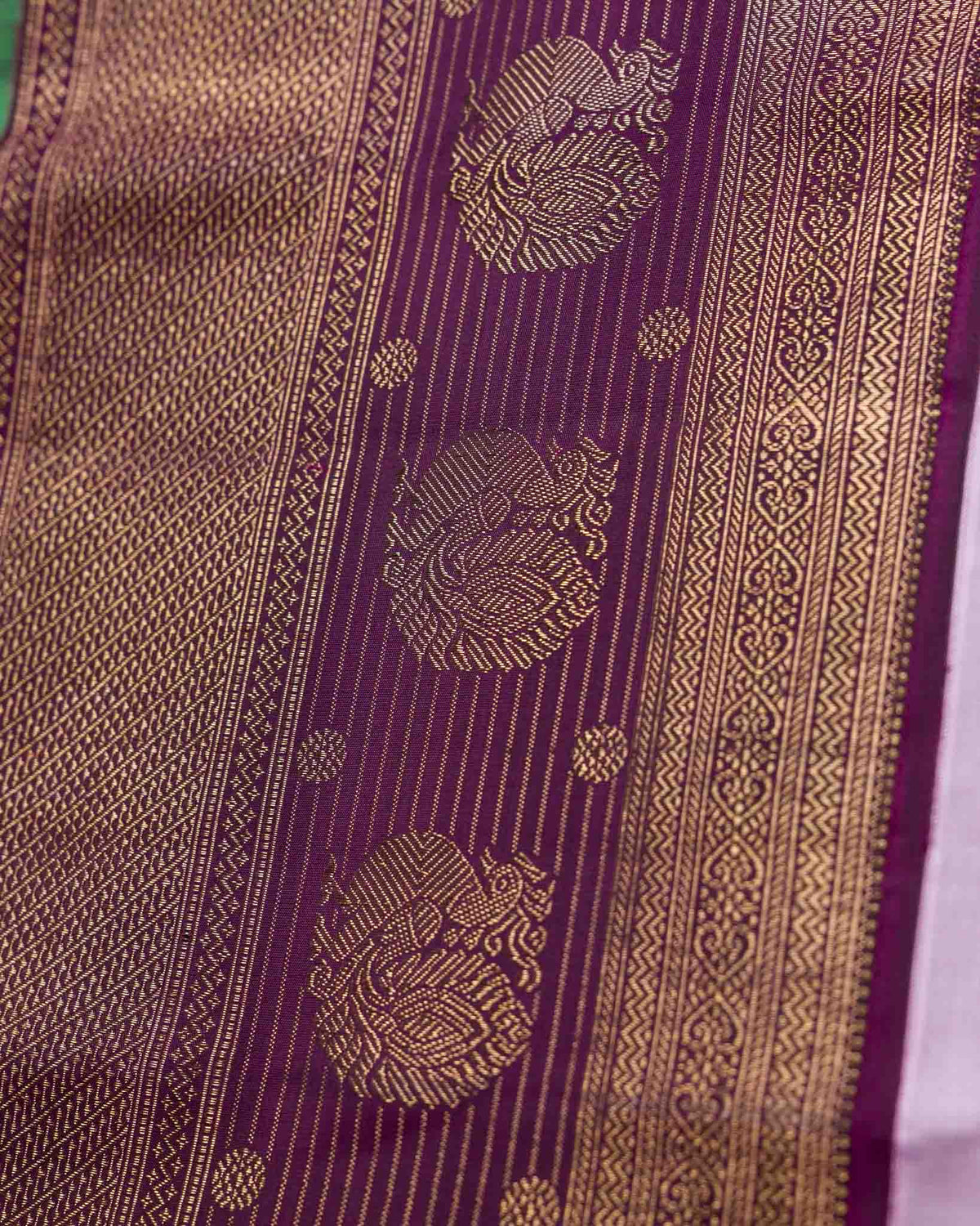 Soft Pink & Wine Pure Zari 2gm Kanjivaram