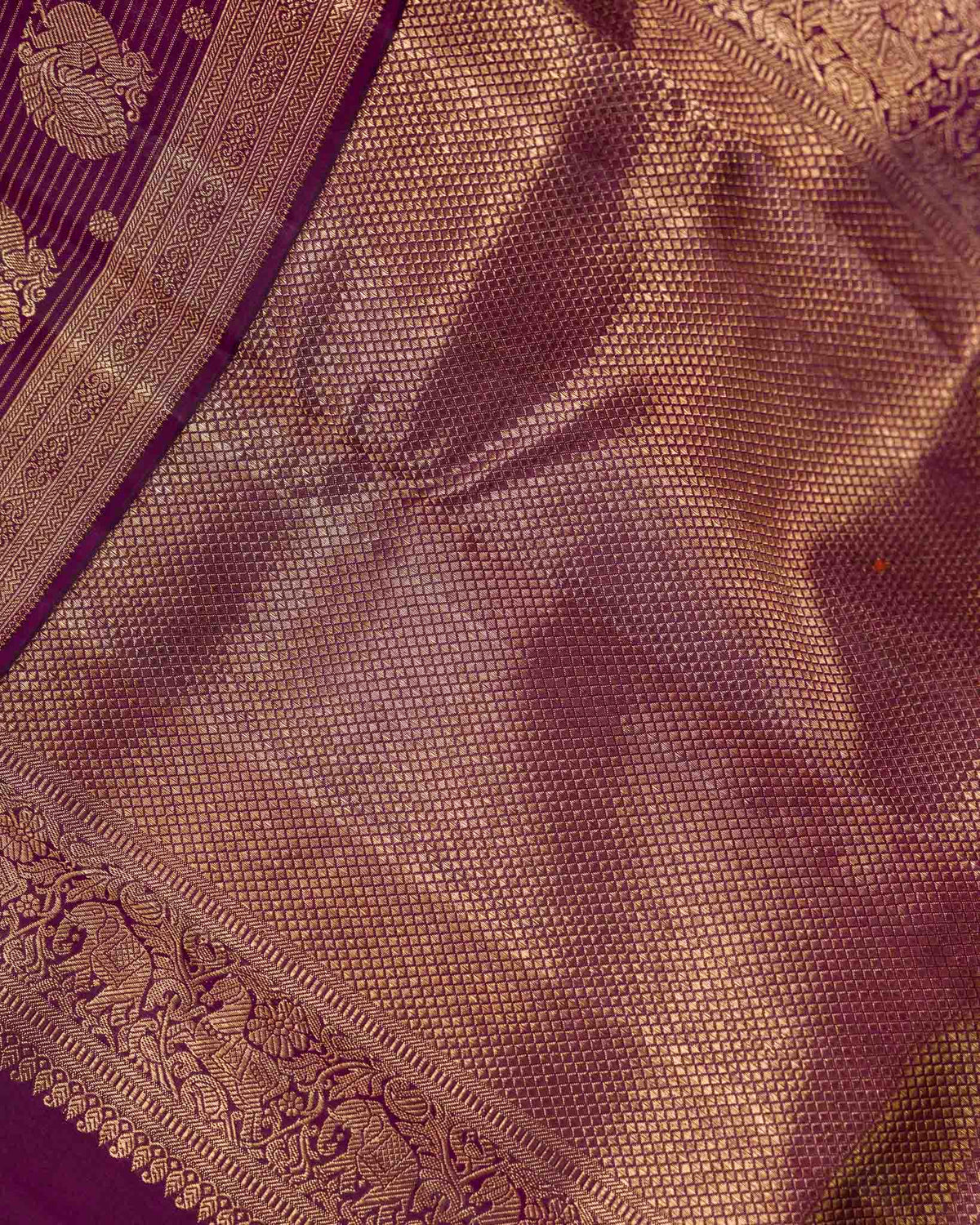 Soft Pink & Wine Pure Zari 2gm Kanjivaram