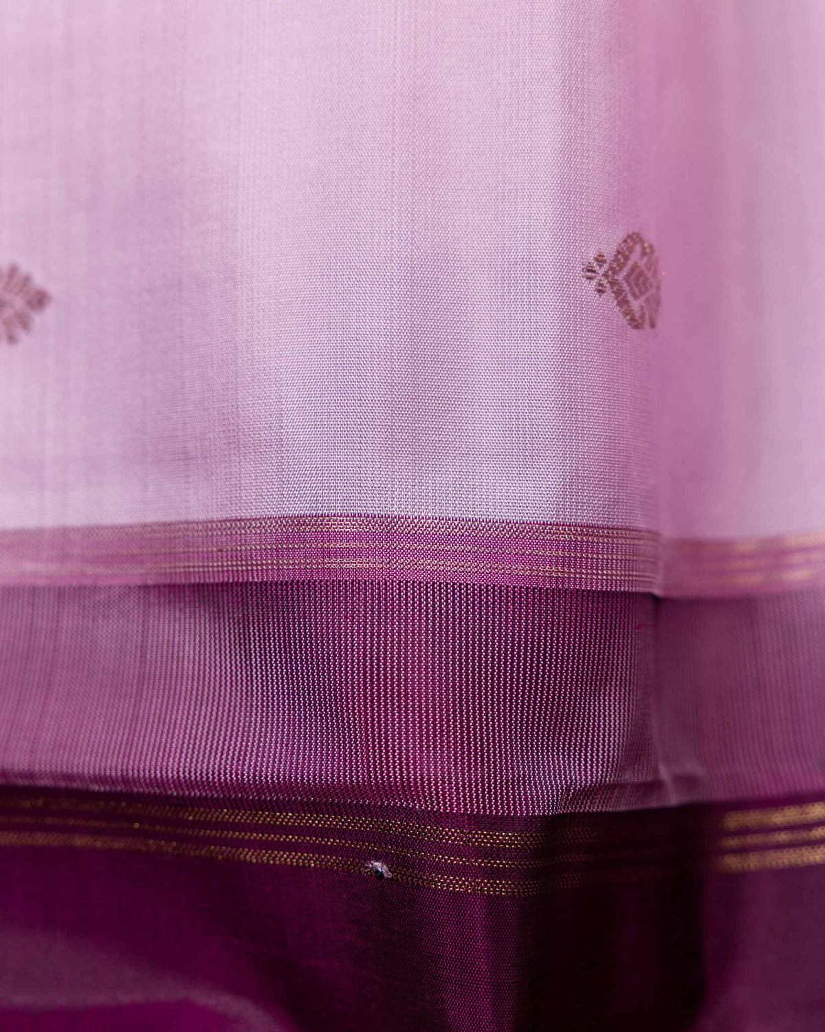 Soft Pink & Wine Pure Zari 2gm Kanjivaram