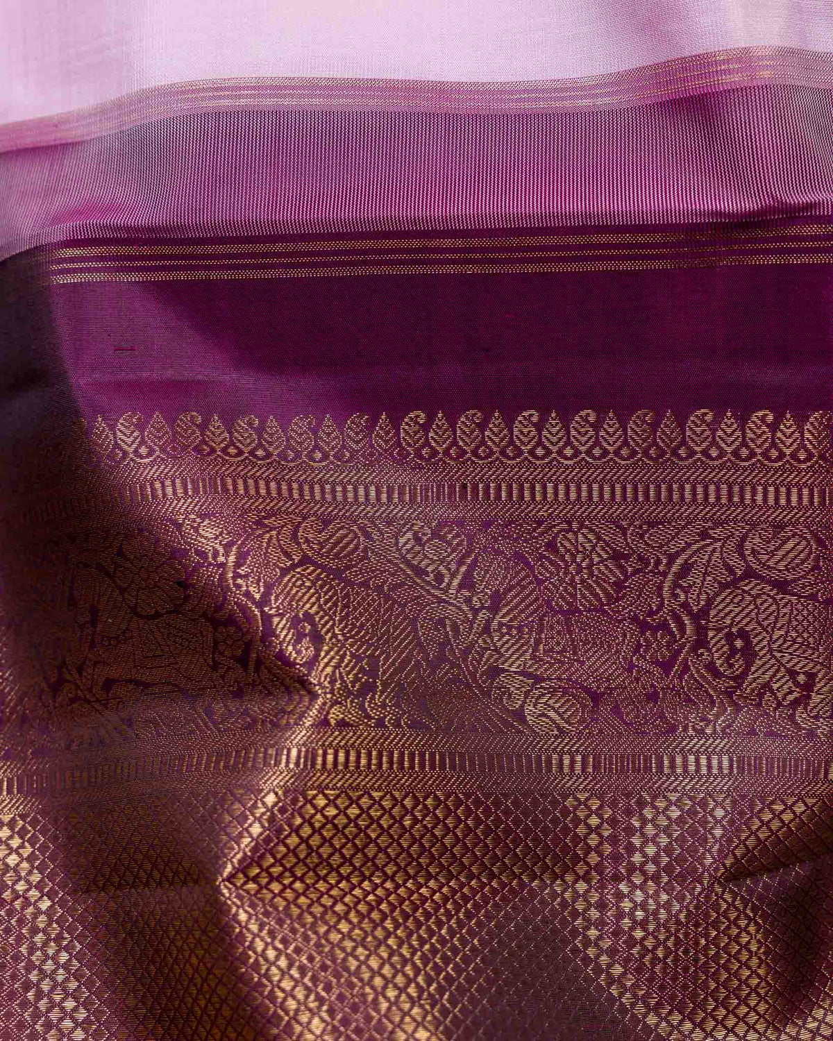 Soft Pink & Wine Pure Zari 2gm Kanjivaram