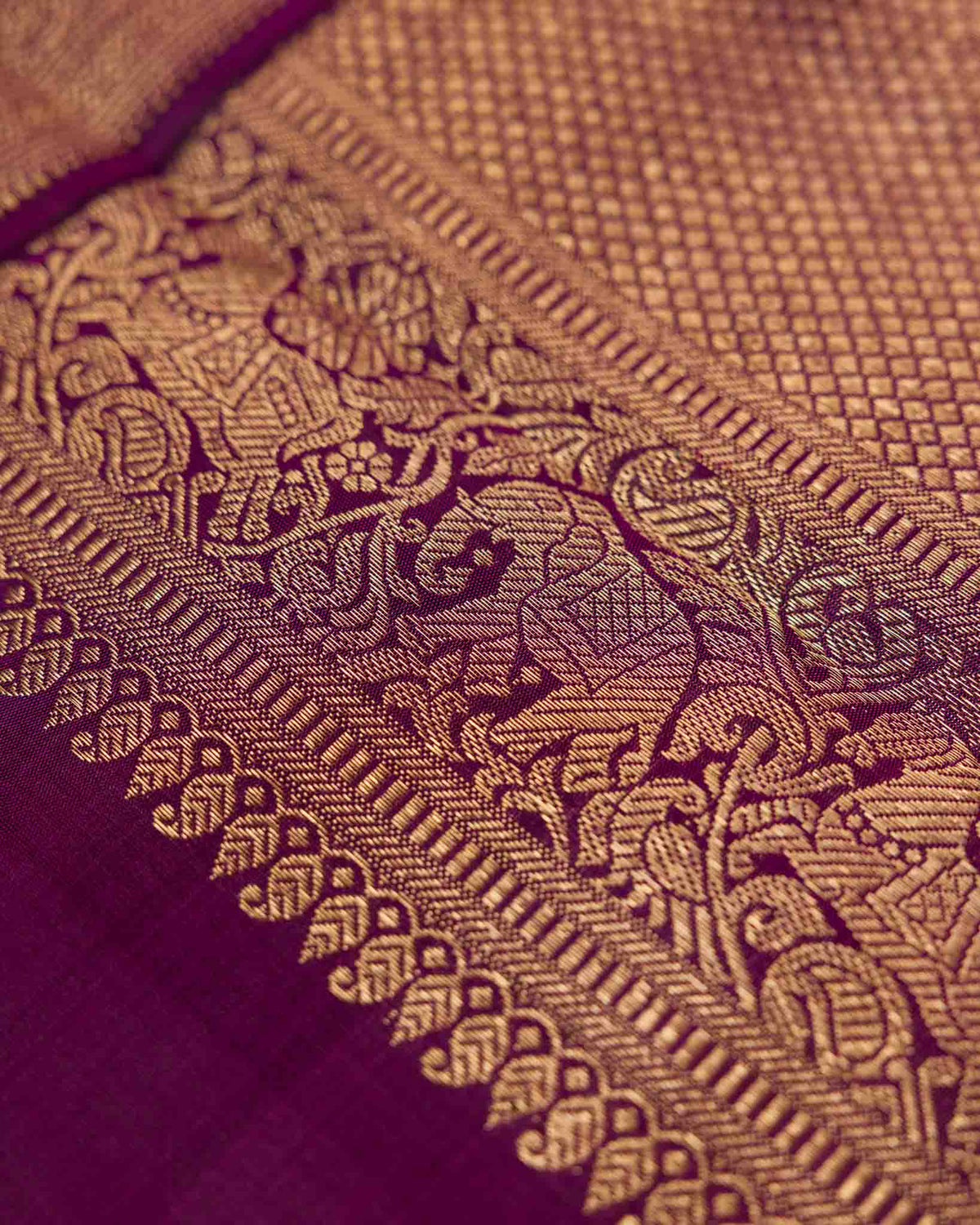 Soft Pink & Wine Pure Zari 2gm Kanjivaram