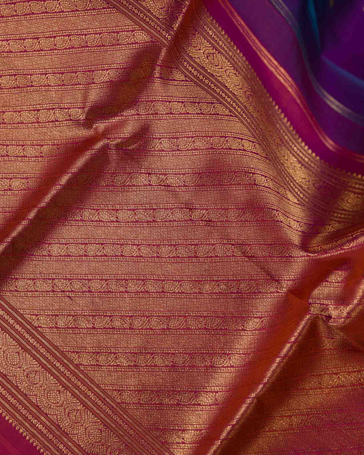 Peacock Blue Dual-Tone 1gm Zari Kanjivaram with Maggam Blouse