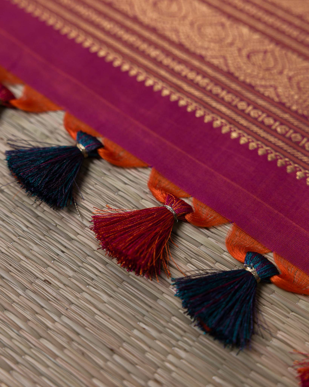 Peacock Blue Dual-Tone 1gm Zari Kanjivaram with Maggam Blouse