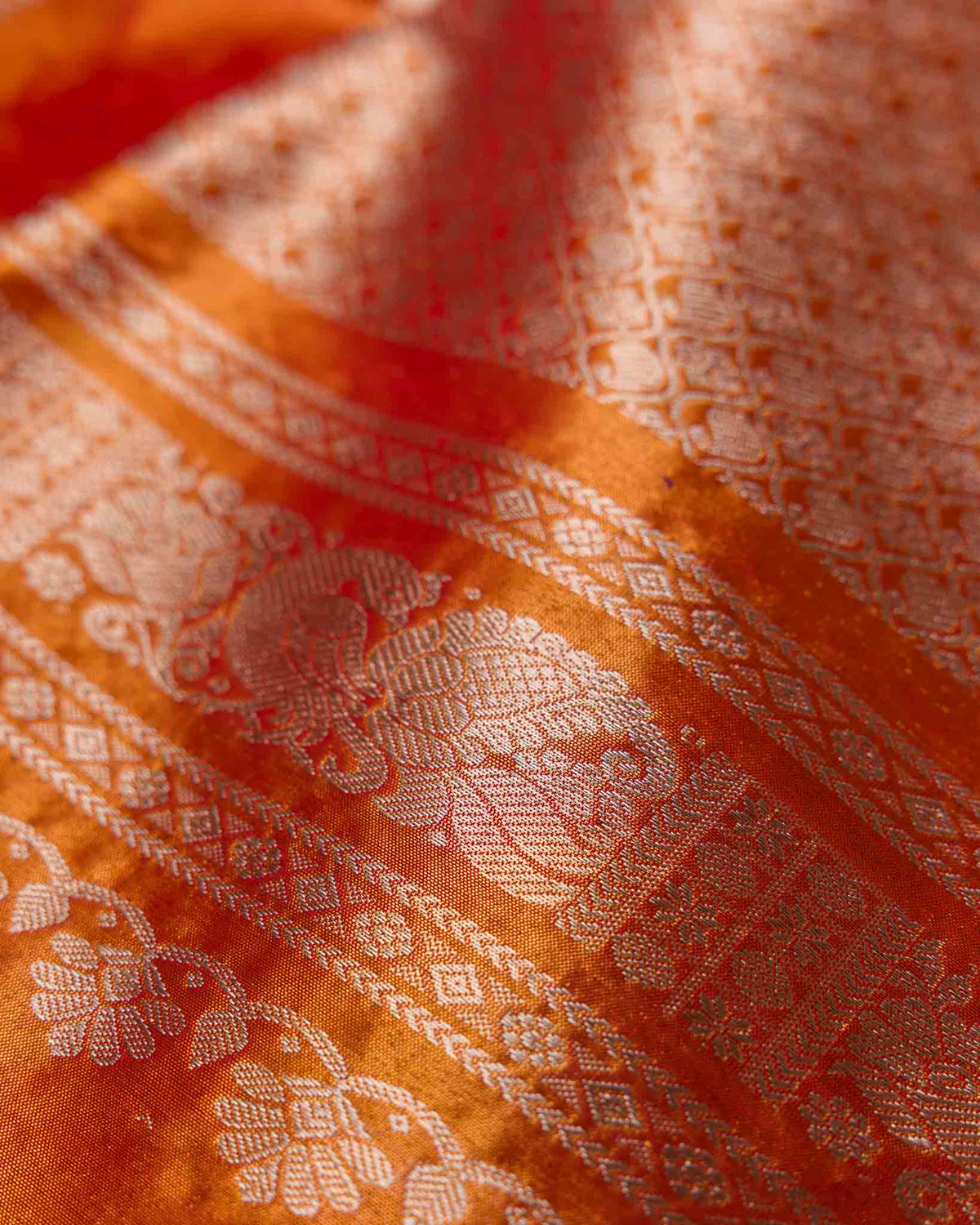 Olive Green & Rust Muniya Border Pure Tissue Gadwal