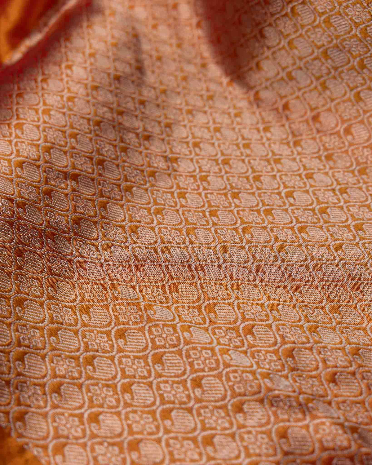 Olive Green & Rust Muniya Border Pure Tissue Gadwal