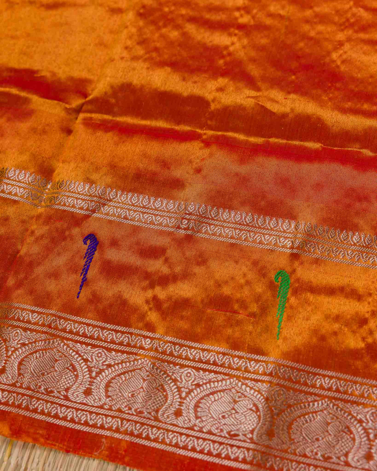 Beige & Rust Muniya Border Pure Tissue Gadwal