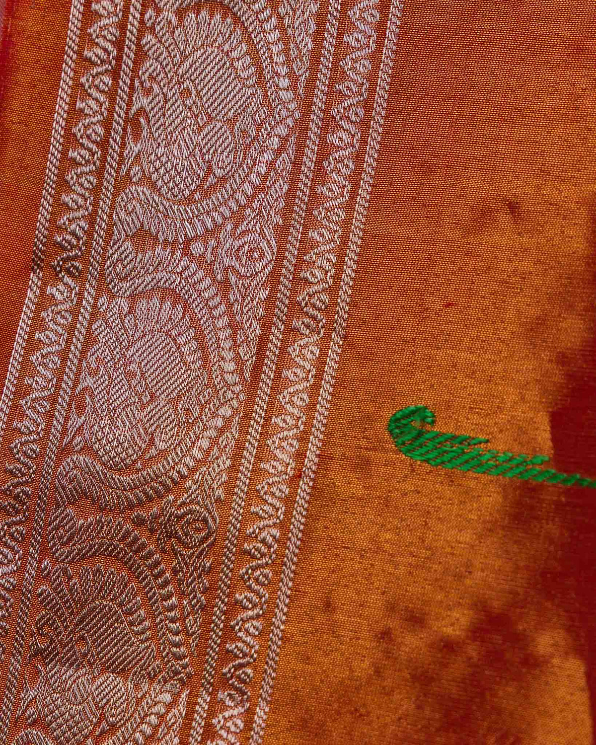 Beige & Rust Muniya Border Pure Tissue Gadwal