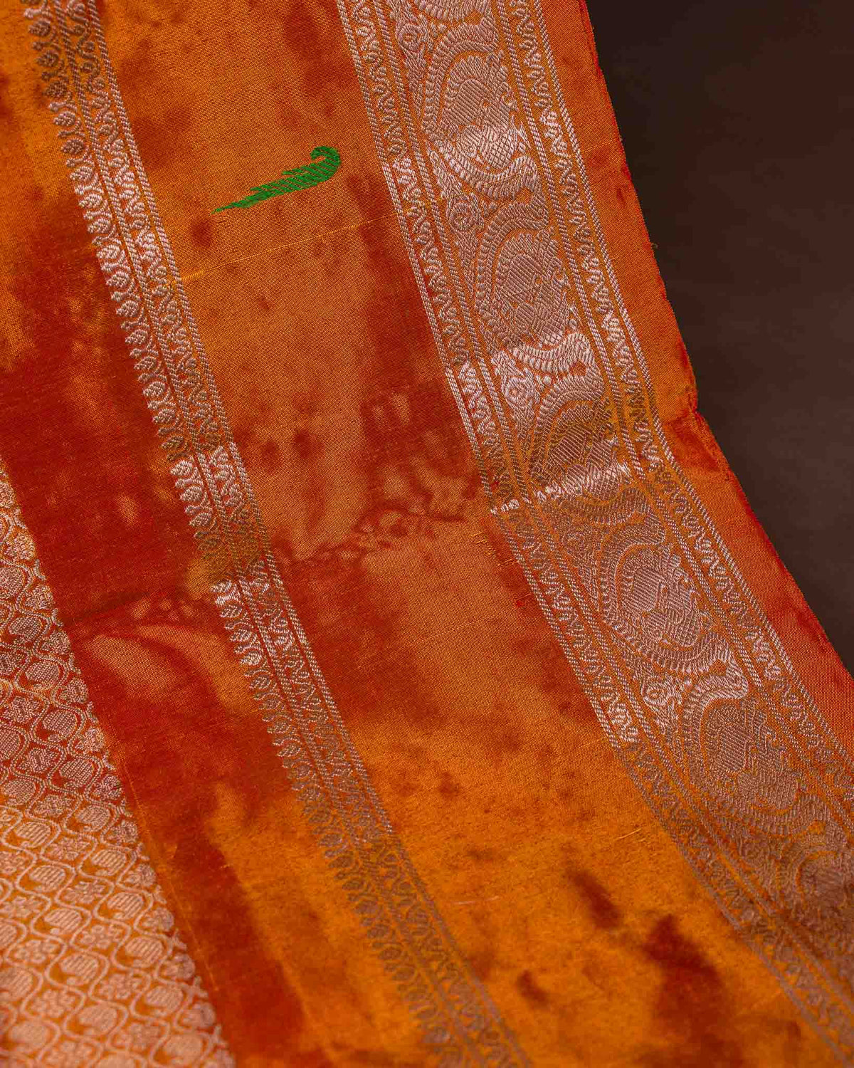 Beige & Rust Muniya Border Pure Tissue Gadwal