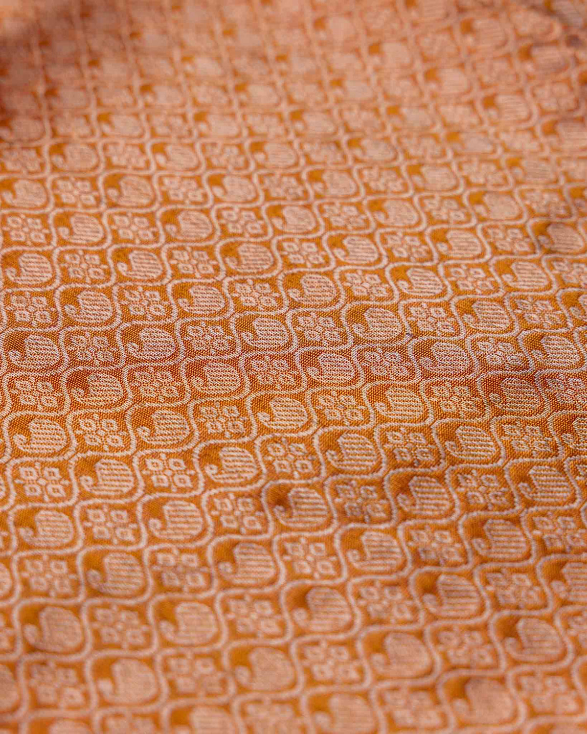 Beige & Rust Muniya Border Pure Tissue Gadwal