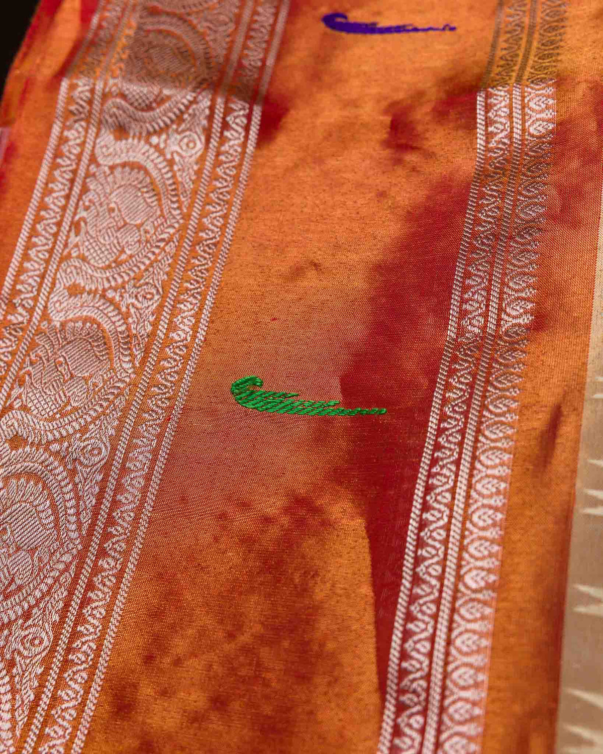 Beige & Rust Muniya Border Pure Tissue Gadwal