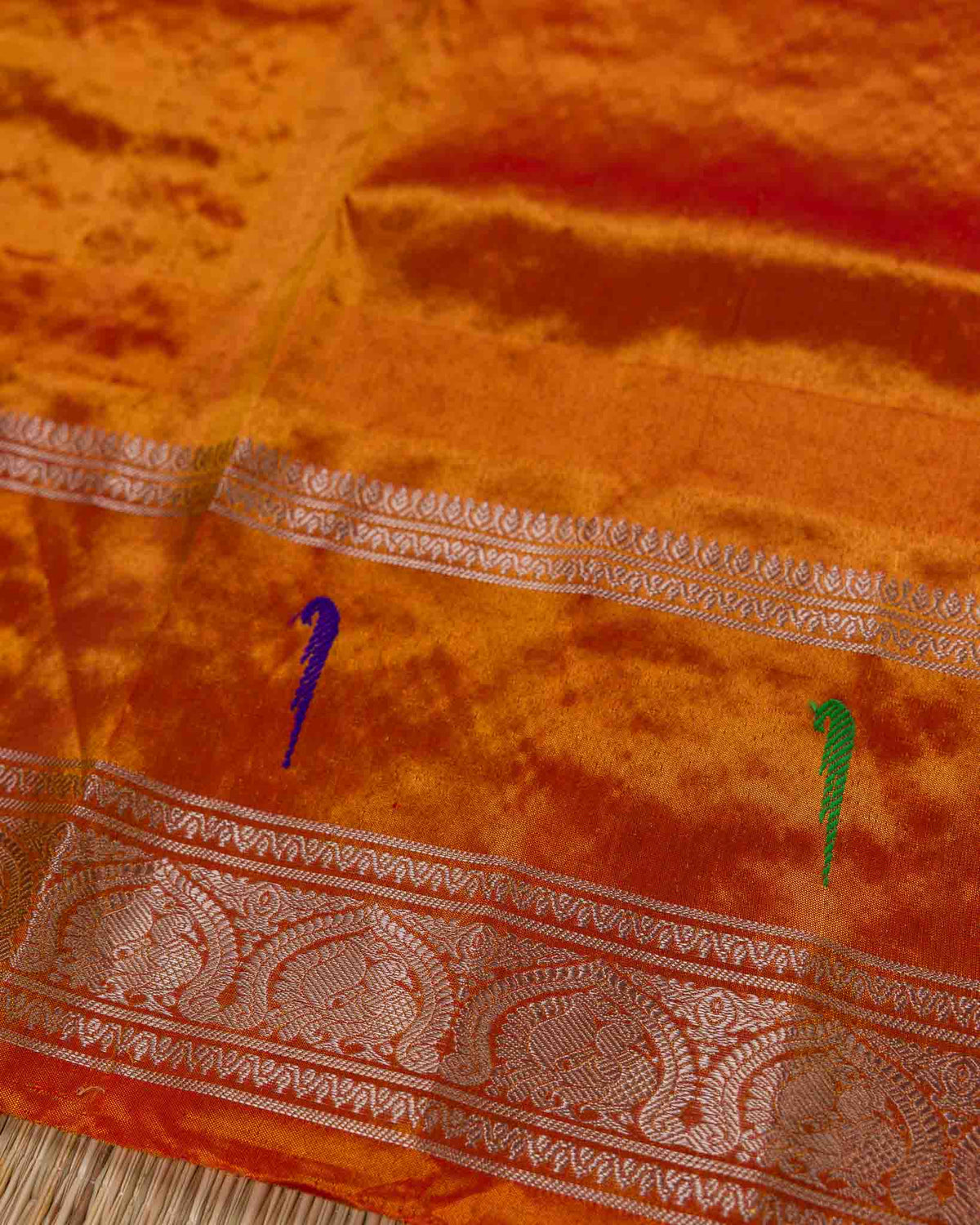 Beige & Rust Muniya Border Pure Tissue Gadwal
