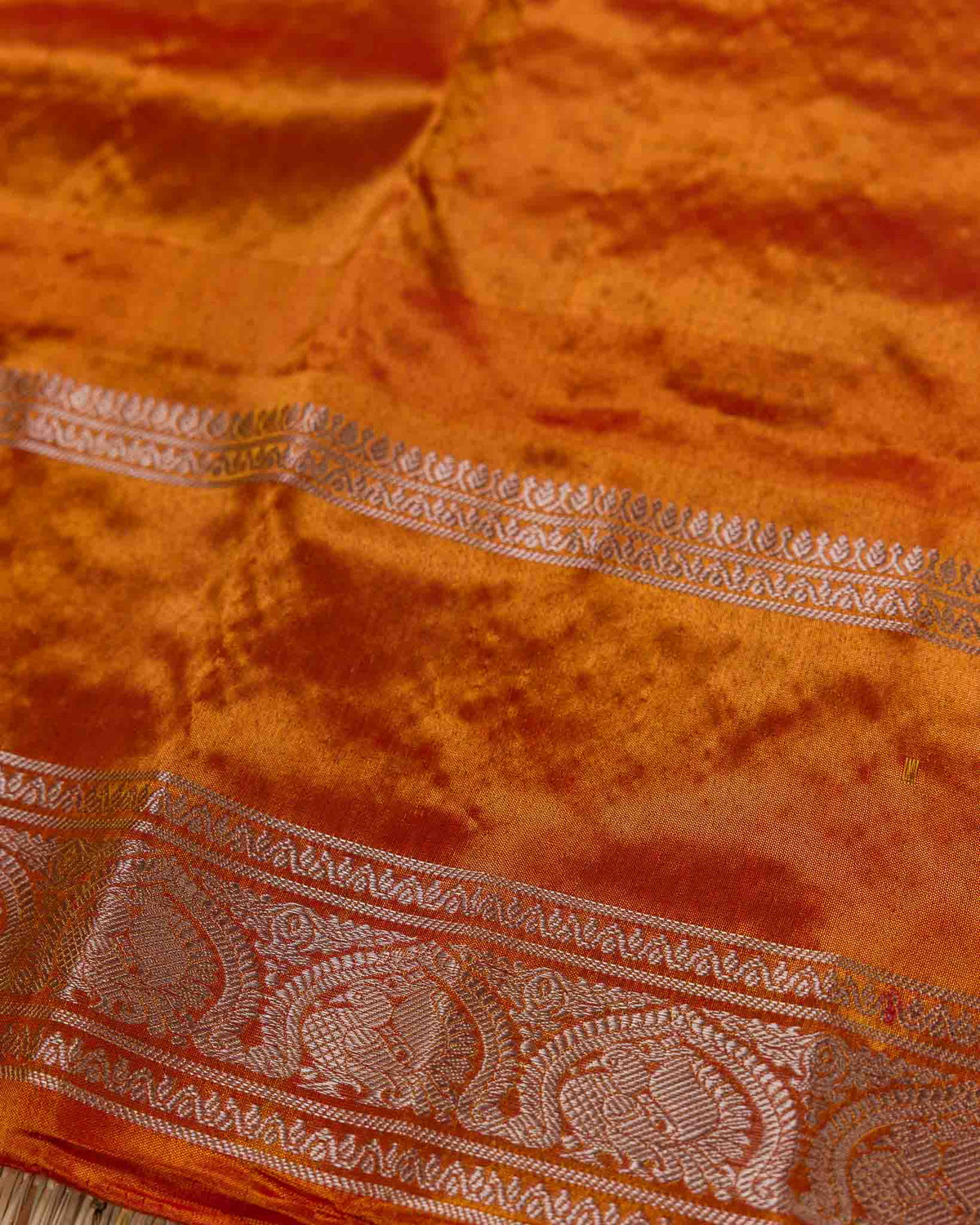 Beige & Rust Muniya Border Pure Tissue Gadwal