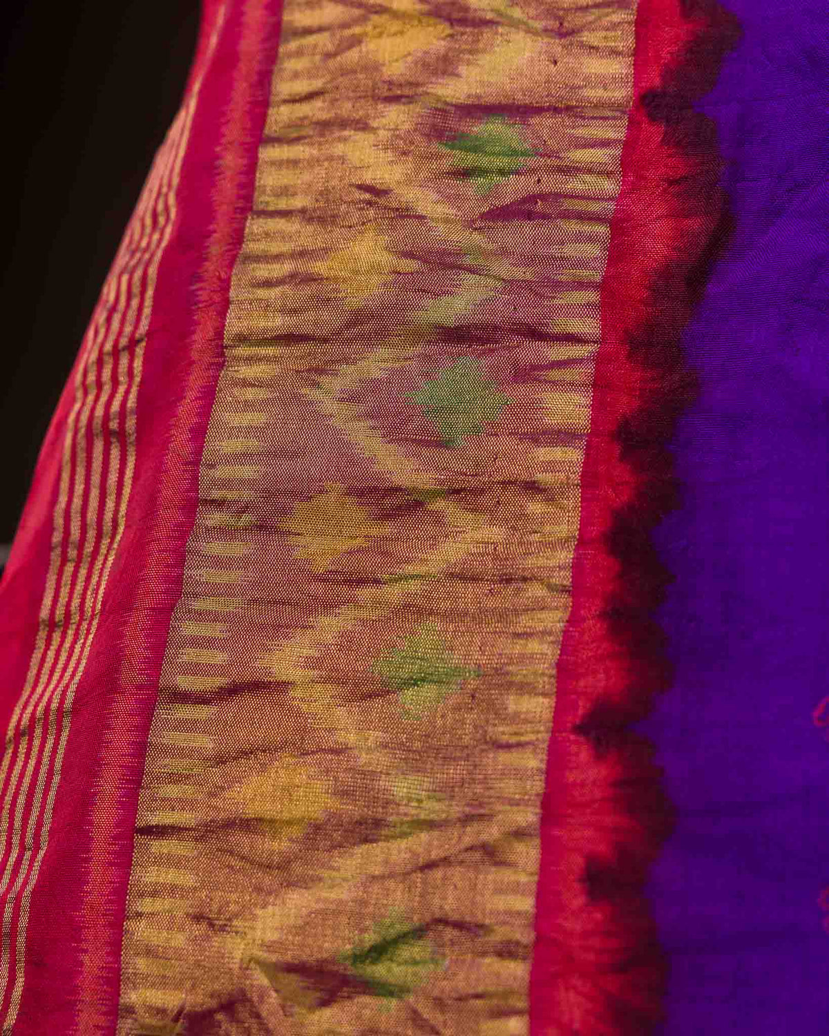 Royal Purple & Rani Pink Pure Patola Bandhani Saree