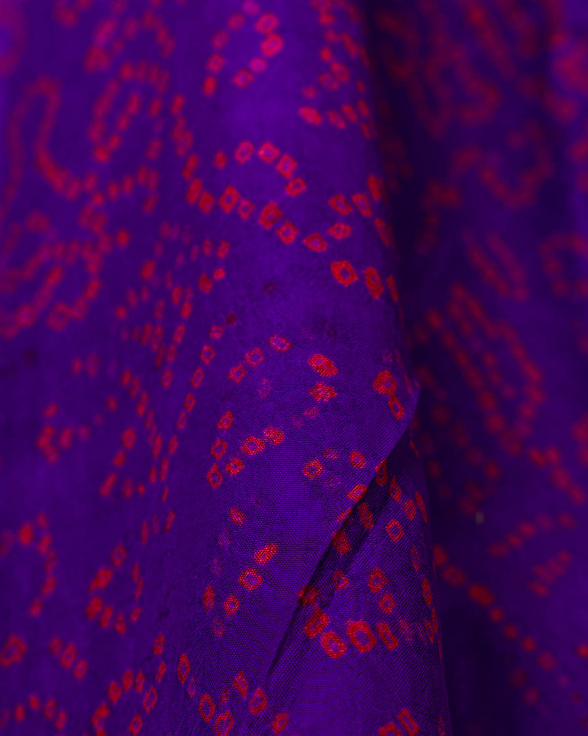 Royal Purple & Rani Pink Pure Patola Bandhani Saree