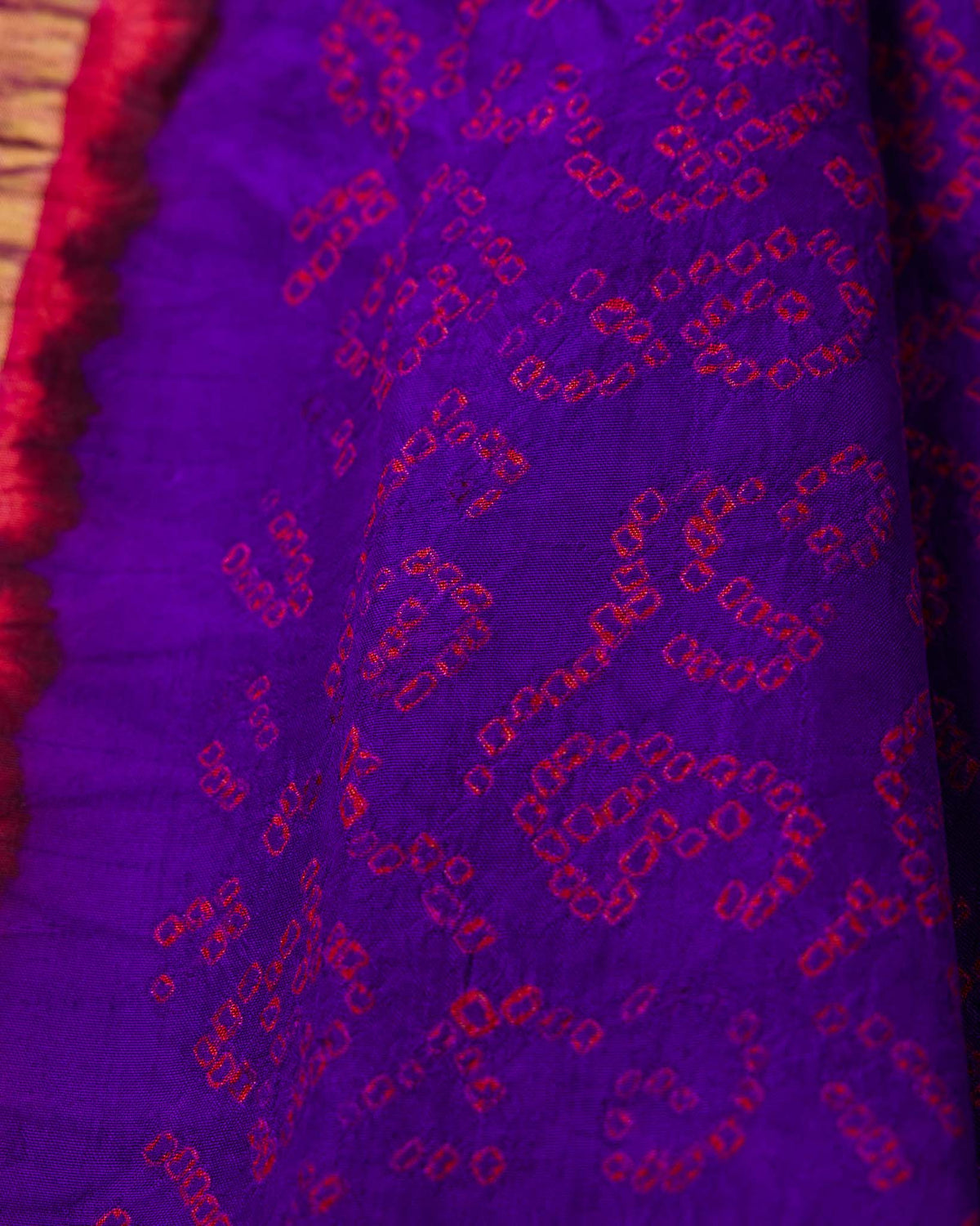 Royal Purple & Rani Pink Pure Patola Bandhani Saree