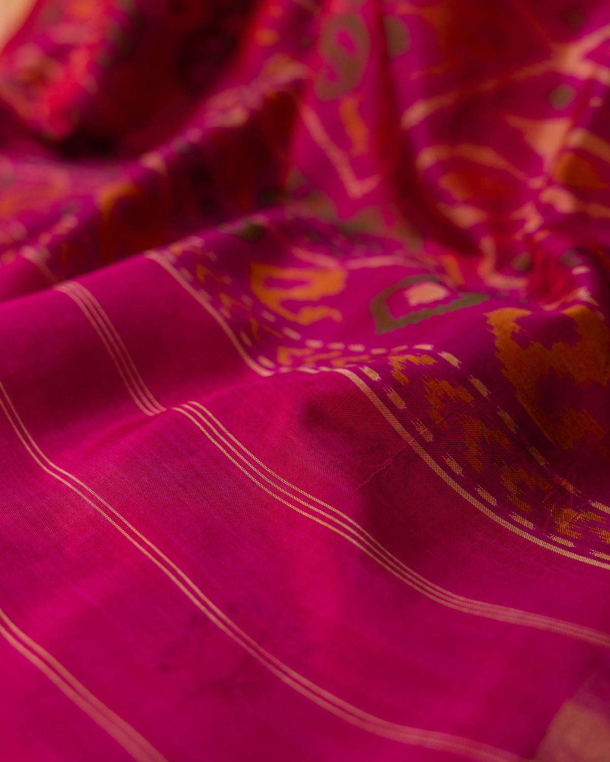 Royal Purple & Rani Pink Pure Patola Bandhani Saree