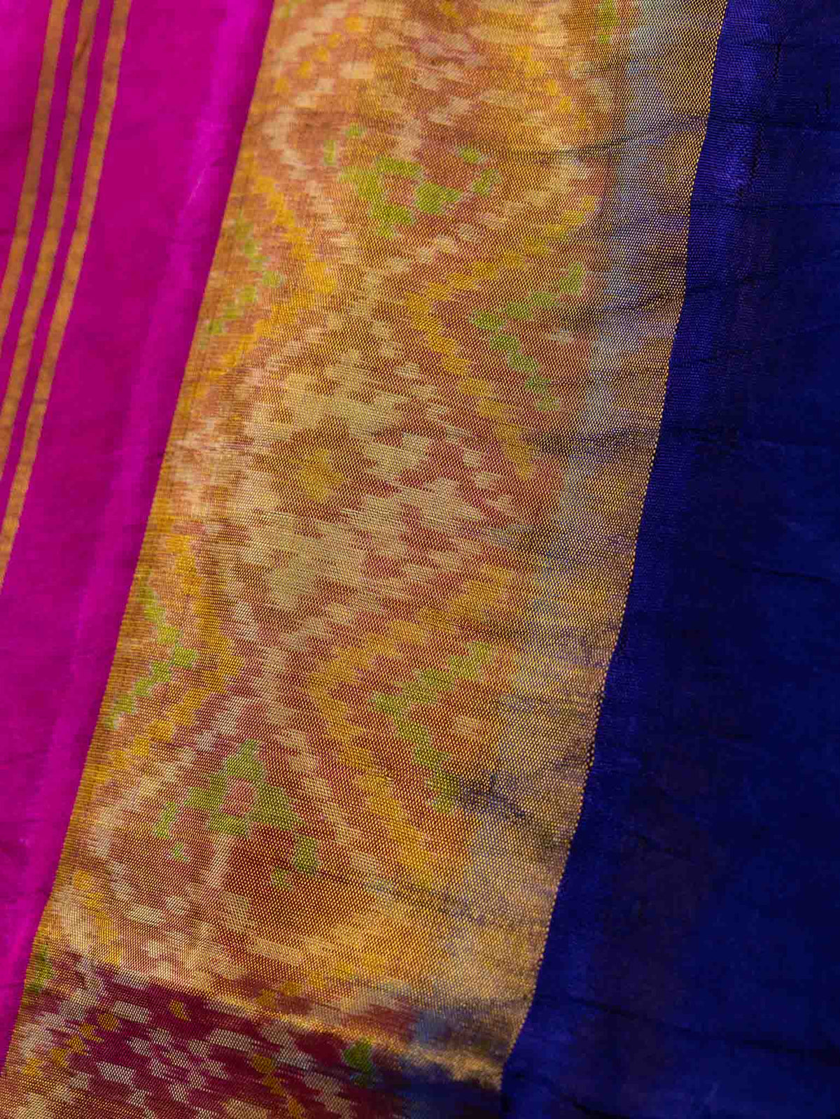 Bluish Purple & Rani Pink Patola Bandhani Saree