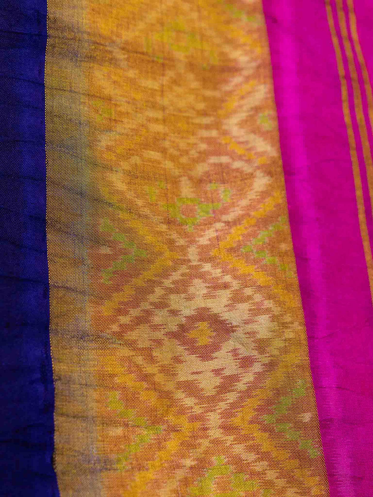 Bluish Purple & Rani Pink Patola Bandhani Saree