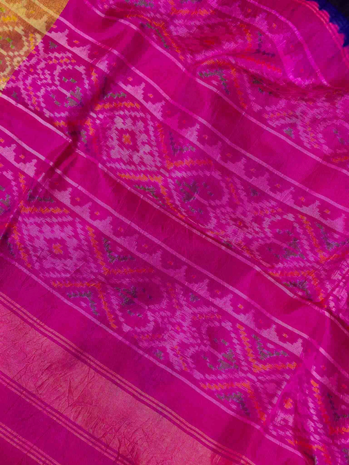 Bluish Purple & Rani Pink Patola Bandhani Saree