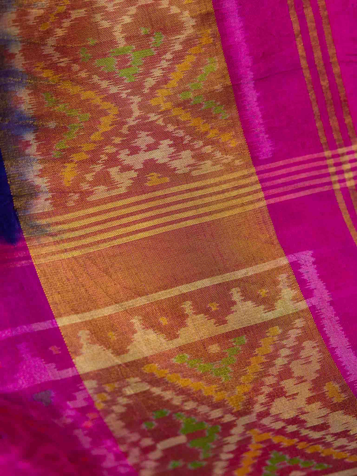 Bluish Purple & Rani Pink Patola Bandhani Saree