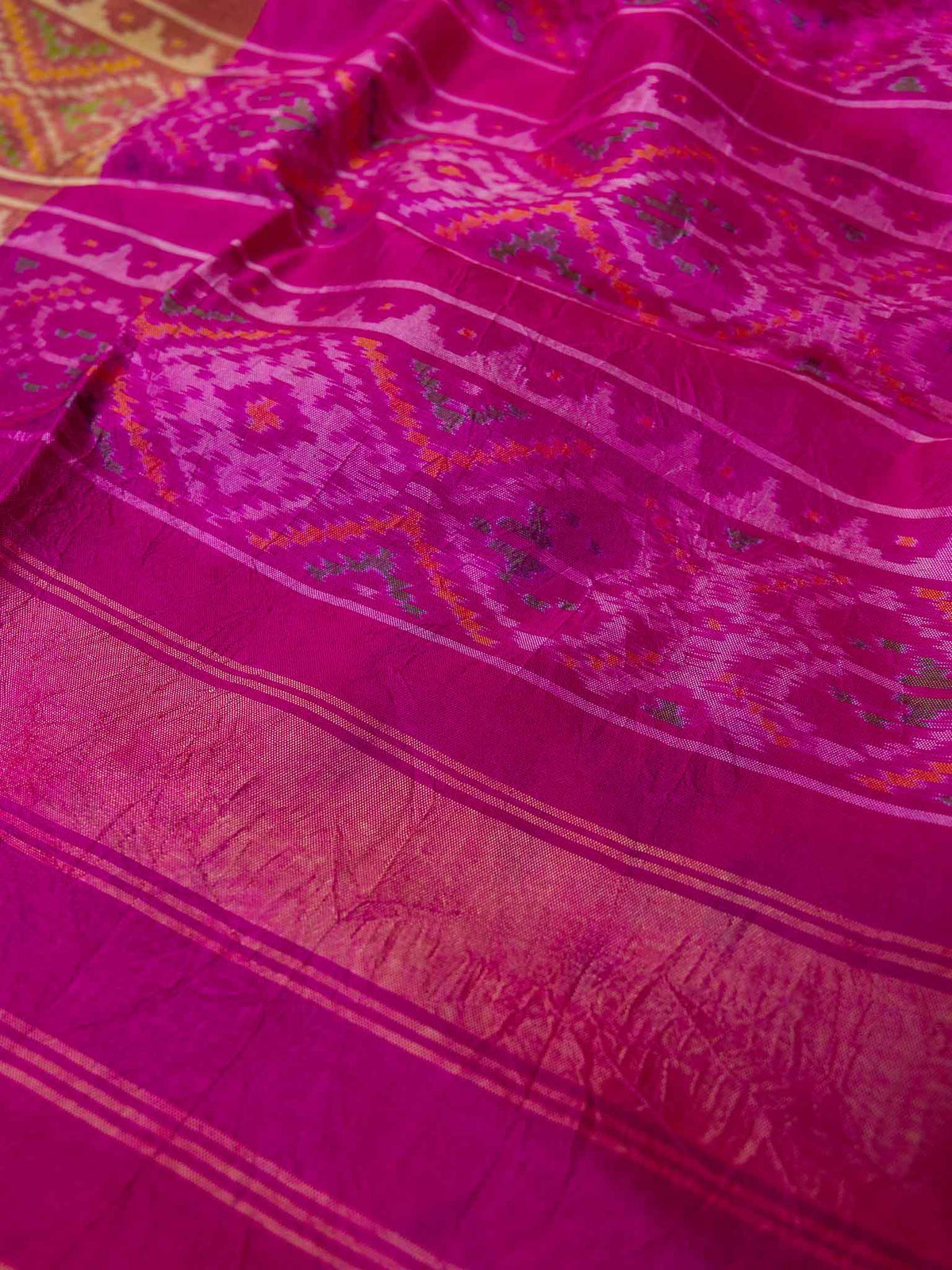 Bluish Purple & Rani Pink Patola Bandhani Saree