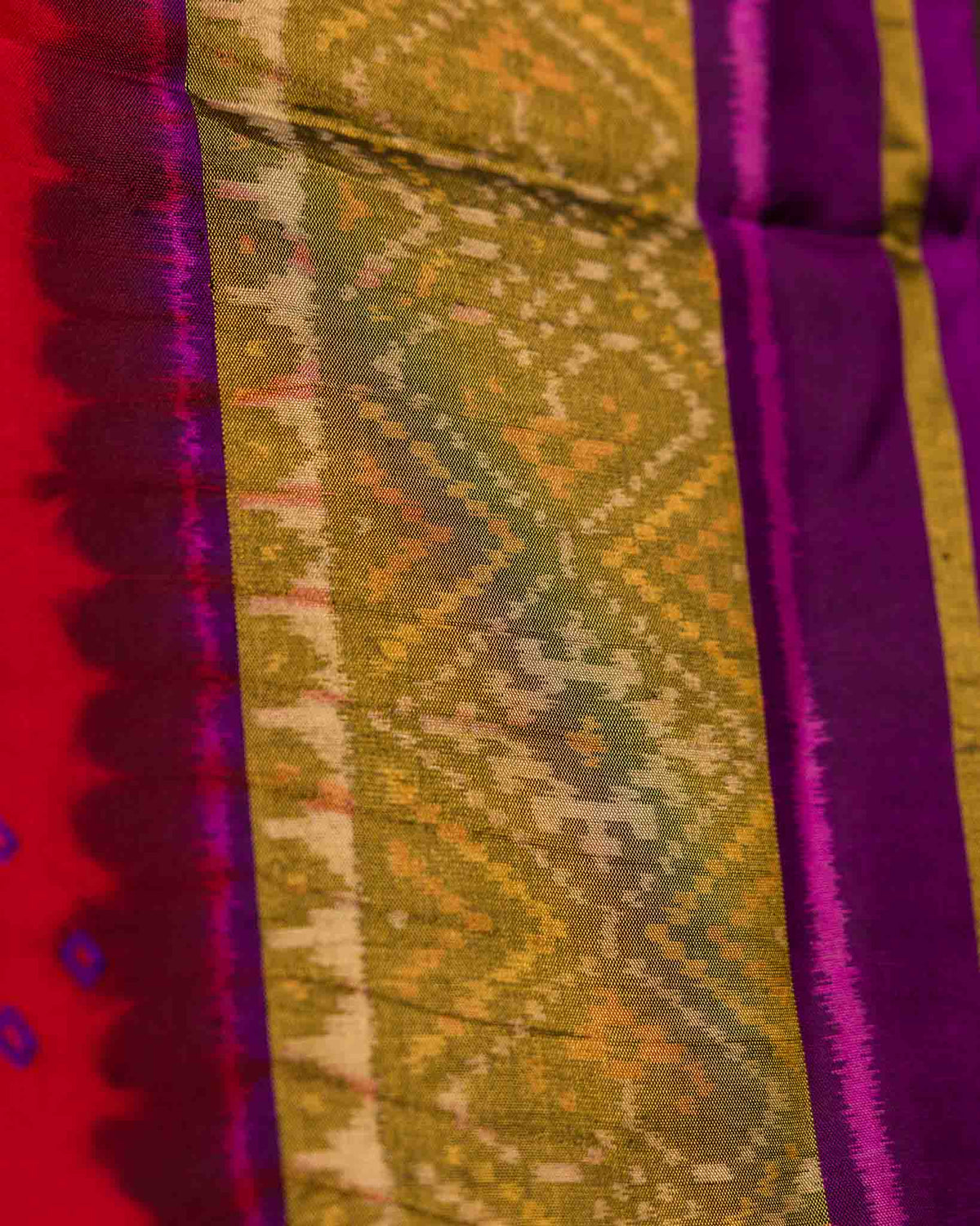 Red & Purple Pure Patola Bandhani Saree