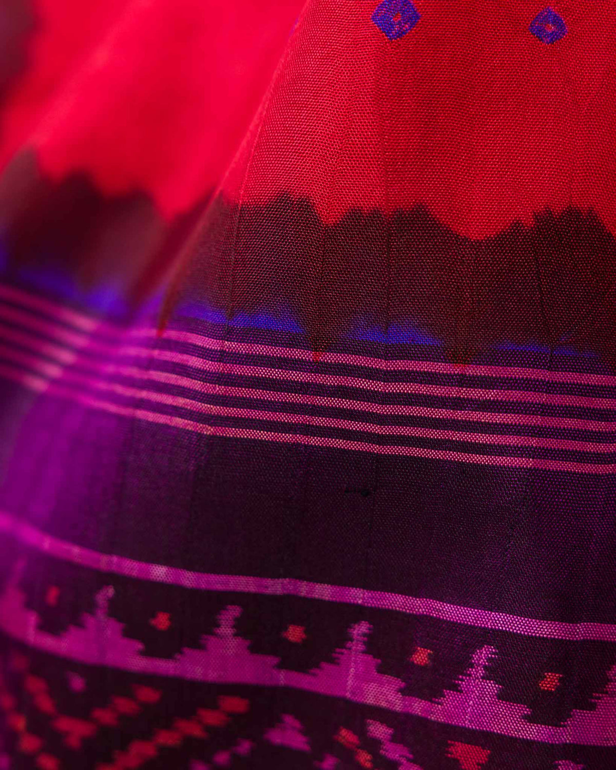 Red & Purple Pure Patola Bandhani Saree