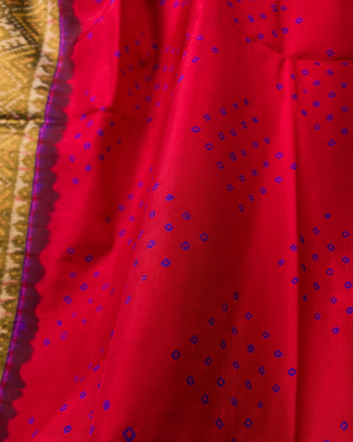 Red & Purple Pure Patola Bandhani Saree