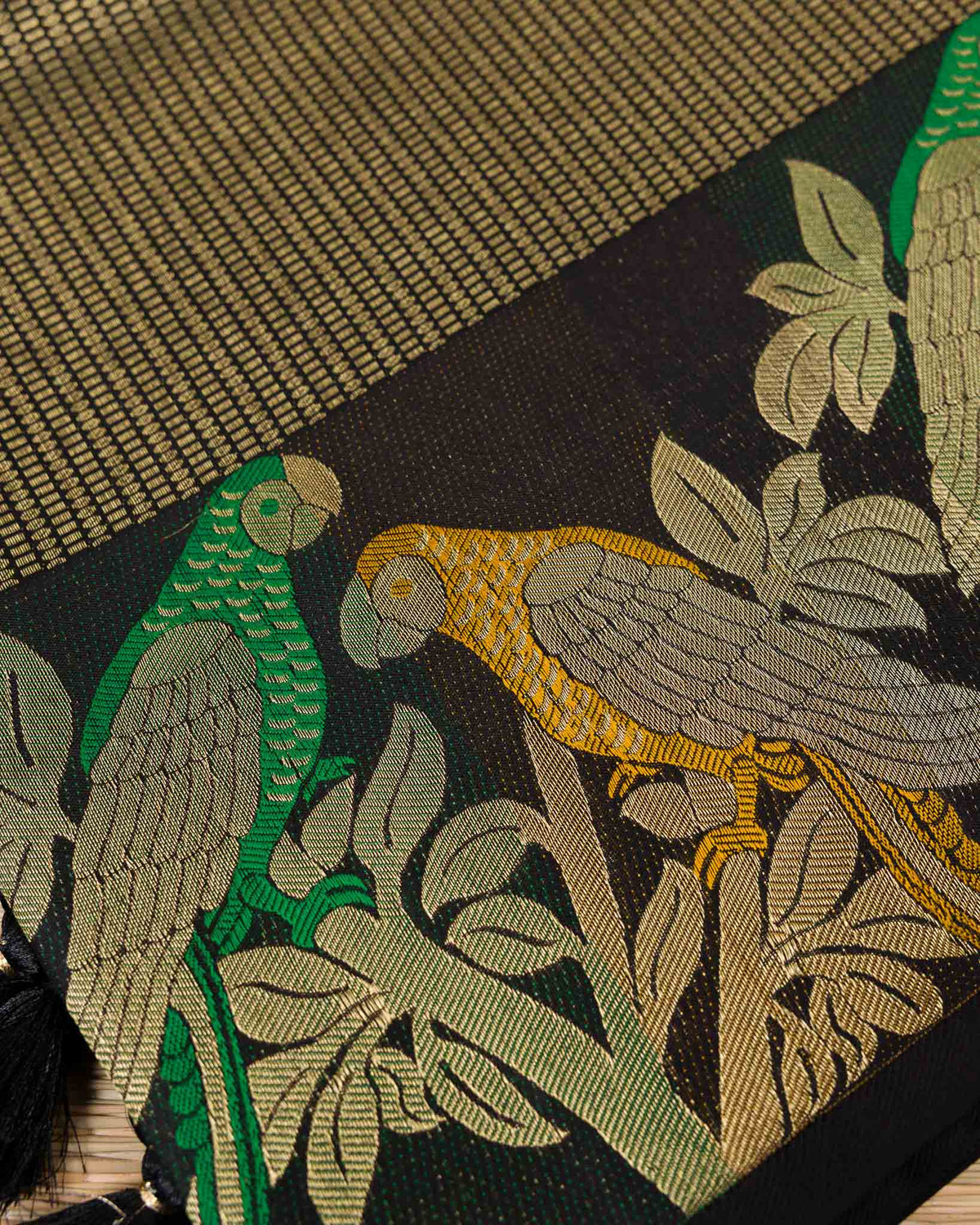 Black Contemporary Peacock Motif Kanjivaram