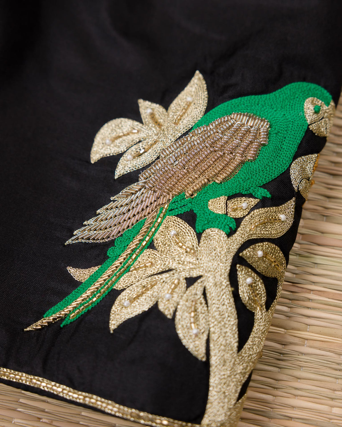 Black Contemporary Peacock Motif Kanjivaram