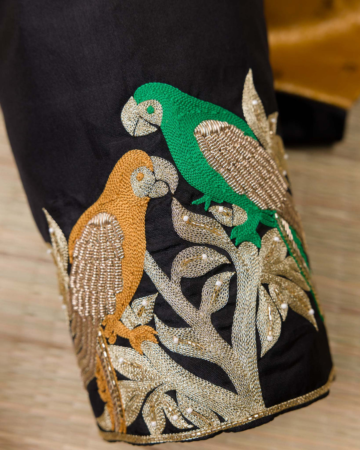 Black Contemporary Peacock Motif Kanjivaram