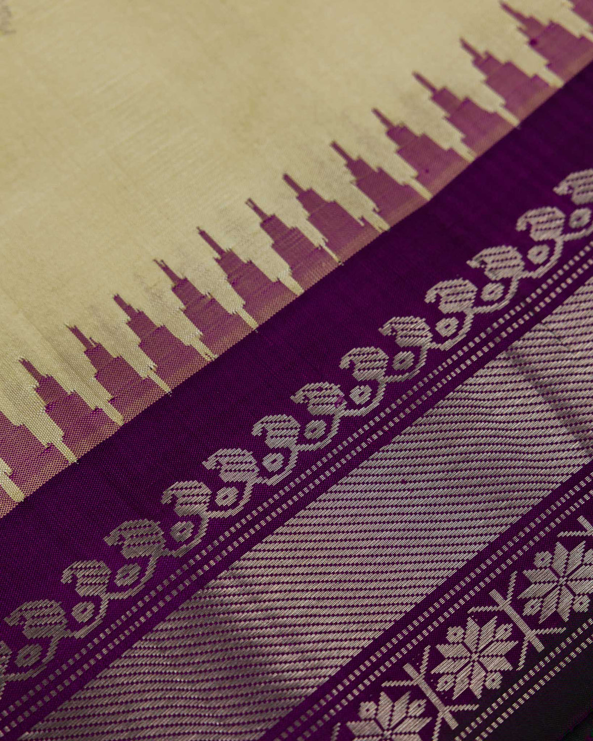 Mint Green & Purple Pure Gadwal Handloom with Banaras Blouse