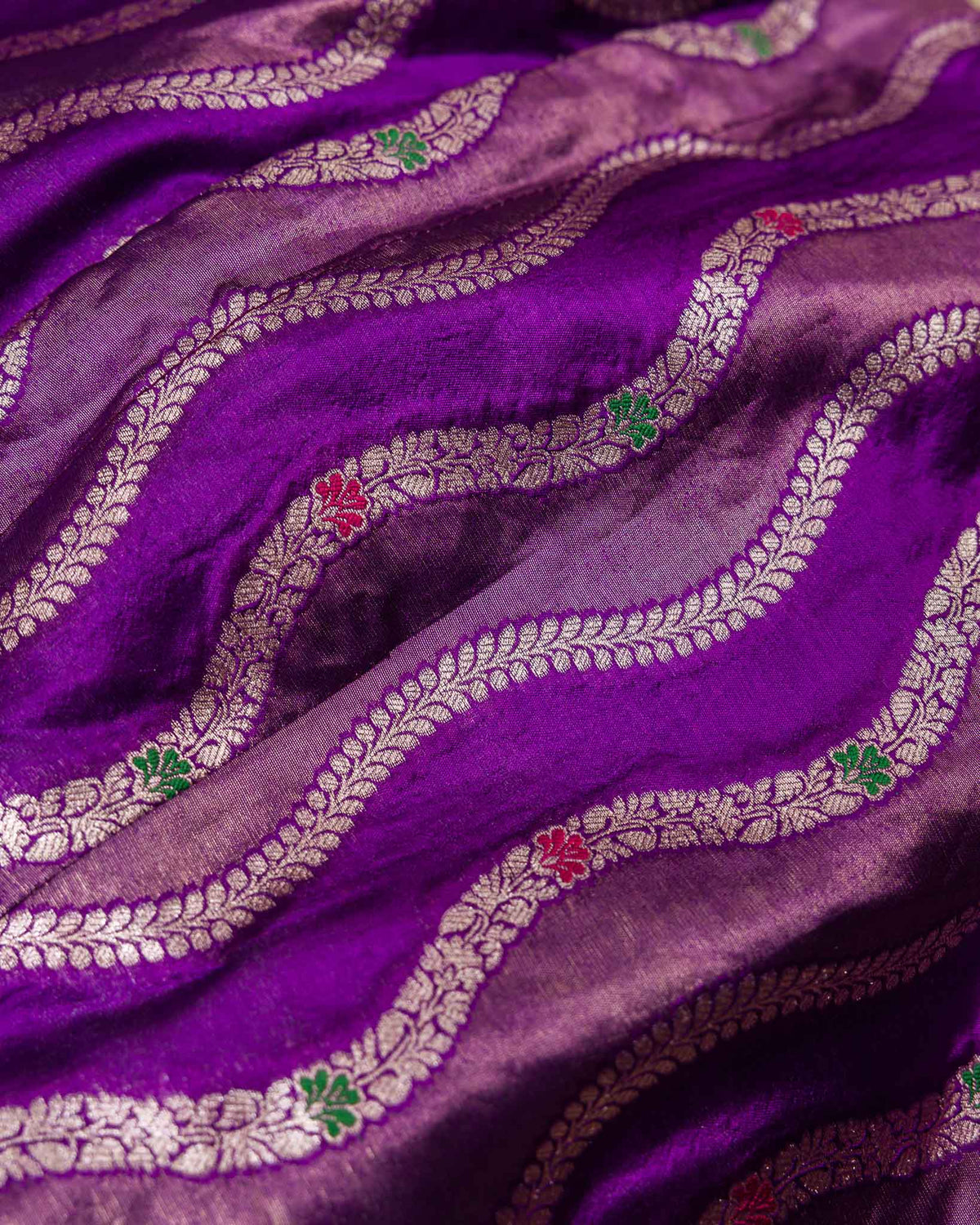 Mint Green & Purple Pure Gadwal Handloom with Banaras Blouse