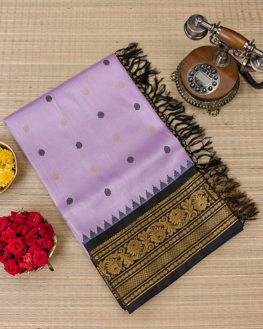 Lavender & Black Pure Handloom Gadwal