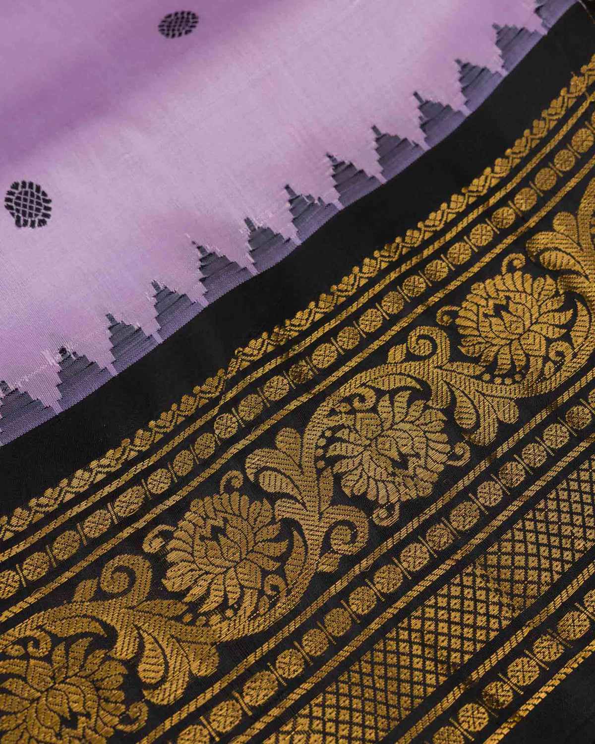 Lavender & Black Pure Handloom Gadwal