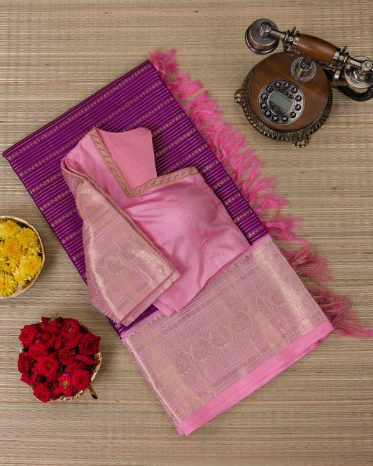 Pure Kanjivaram with Veldhari Weave & Maggam Blouse