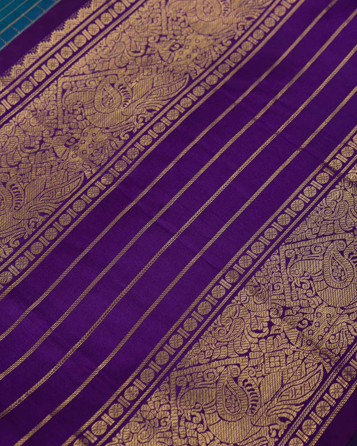 Vintage Blue & Purple Pure Kanjivaram with Maggam Blouse