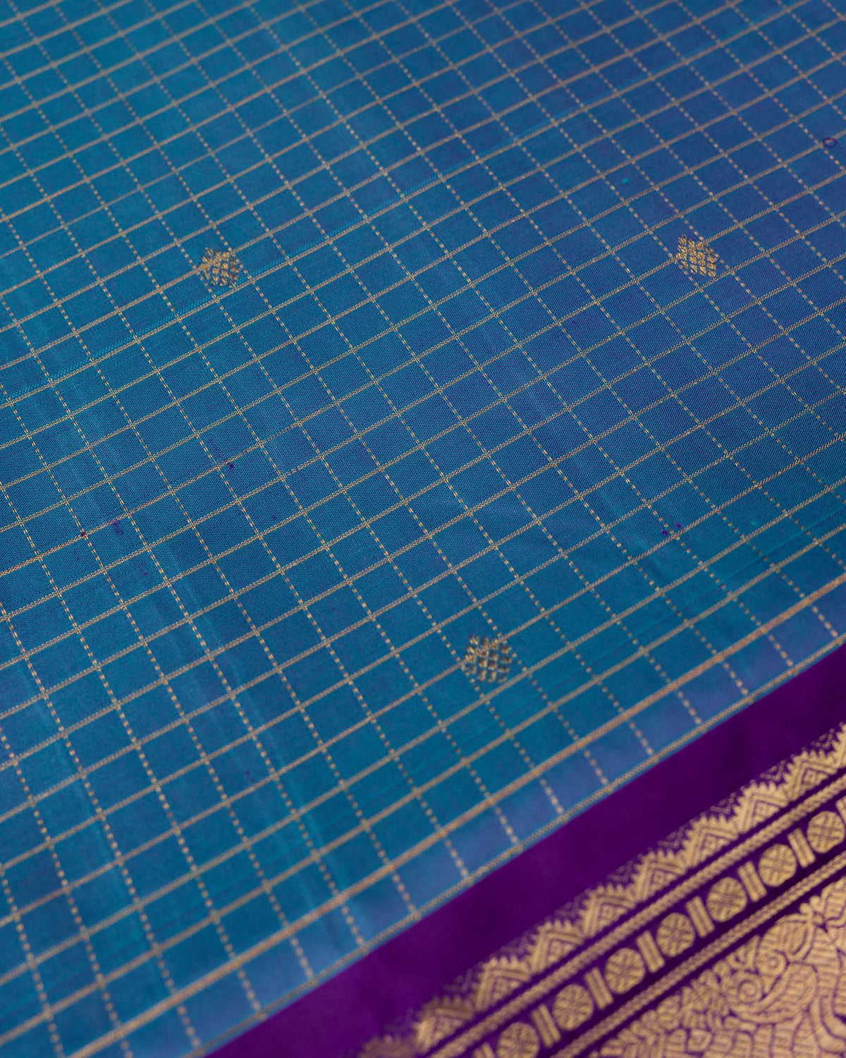 Vintage Blue & Purple Pure Kanjivaram with Maggam Blouse