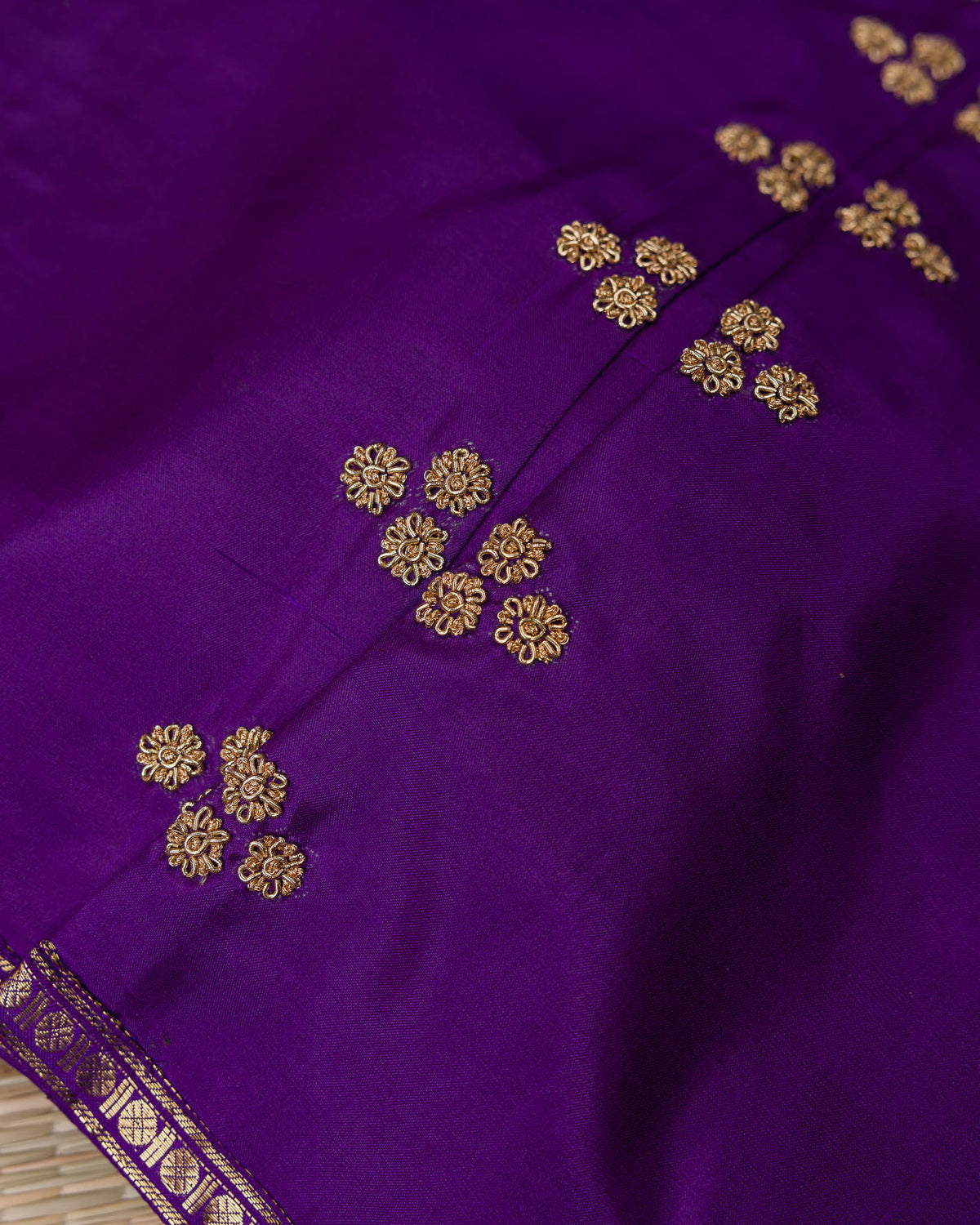 Vintage Blue & Purple Pure Kanjivaram with Maggam Blouse