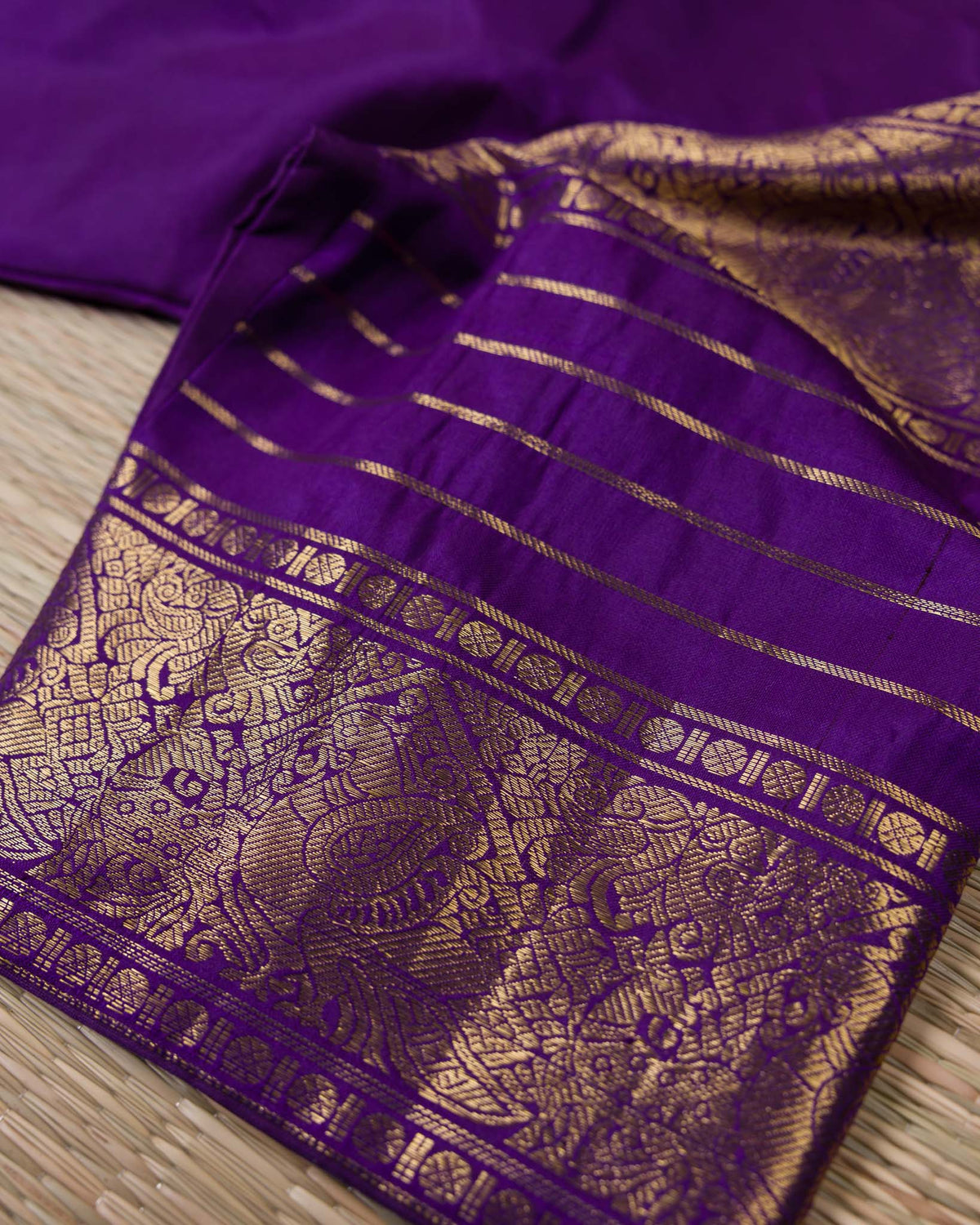 Vintage Blue & Purple Pure Kanjivaram with Maggam Blouse