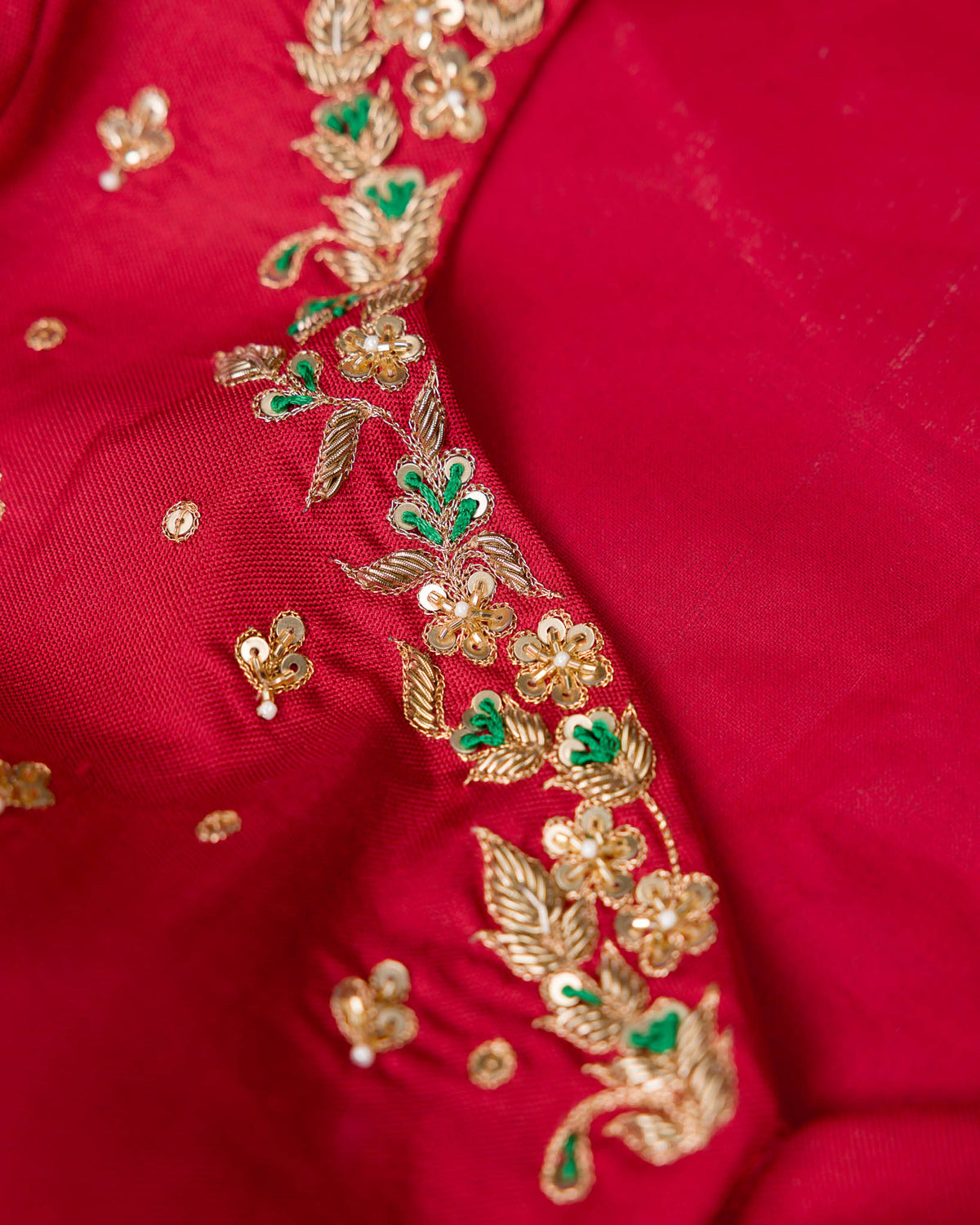 Green & Red Single Weave Patola Saree