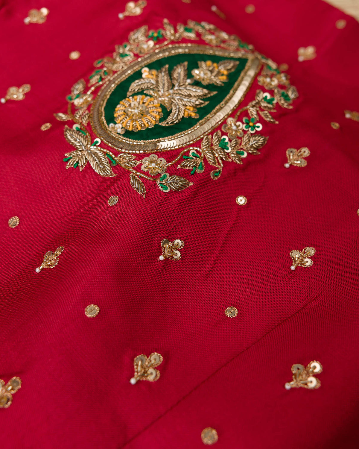 Green & Red Single Weave Patola Saree