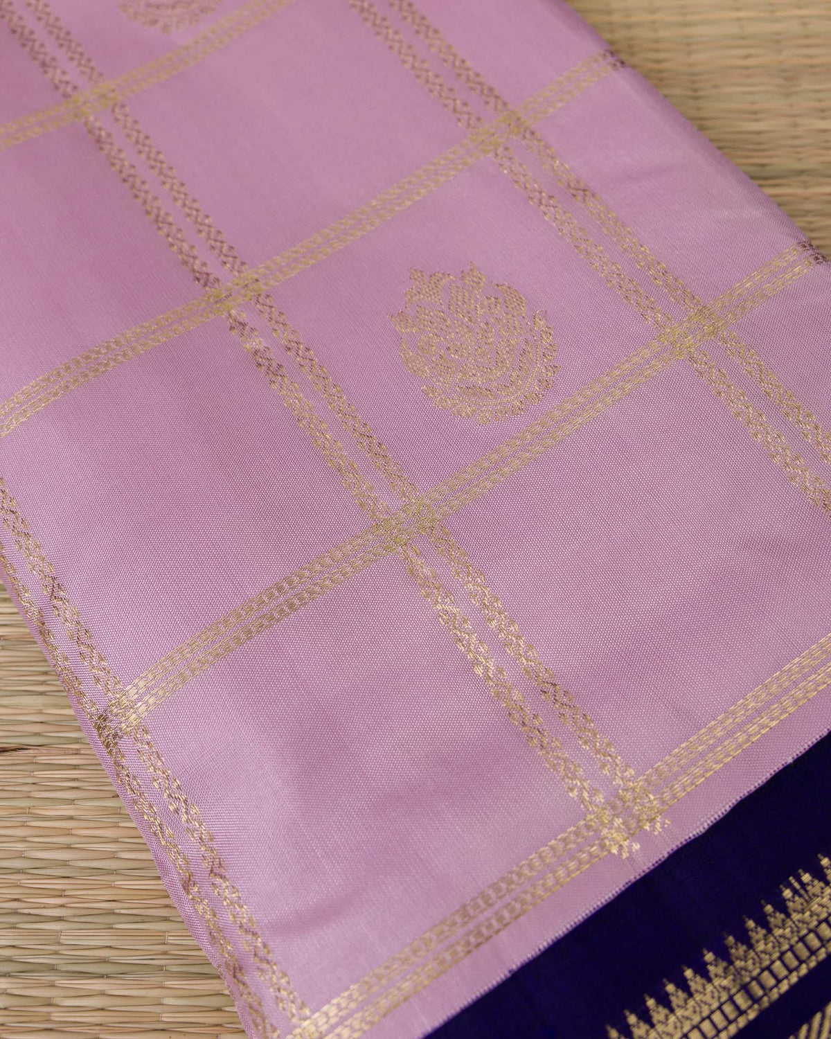 Pink & Blue 1 GM Kanjivaram – Classic Checks