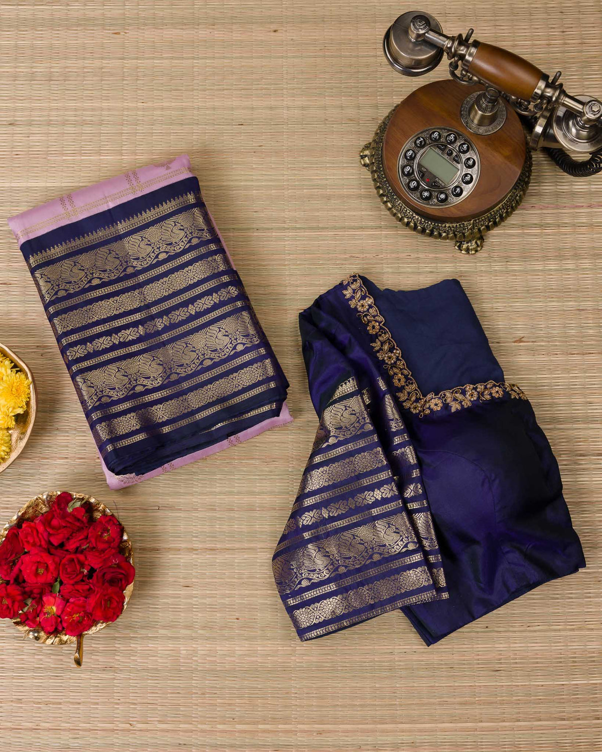 Pink & Blue 1 GM Kanjivaram – Classic Checks