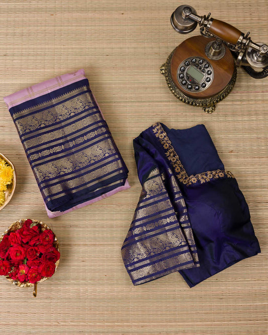 Pink & Blue 1 GM Kanjivaram – Classic Checks